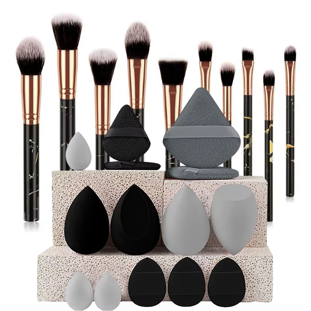 Beauty Queen Makeup - 10 pinceaux de maquillage en marbre